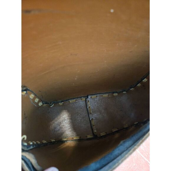 Vintage Hand Tooled Leather Bag Purse Shoulder Bag Brown - Picture 10 of 13